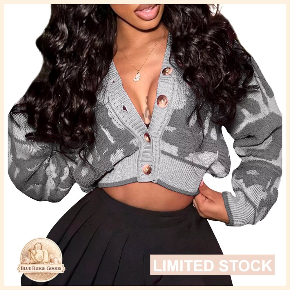 Polyester Spandex Button Down Cardigan Sweater Op… - image 1